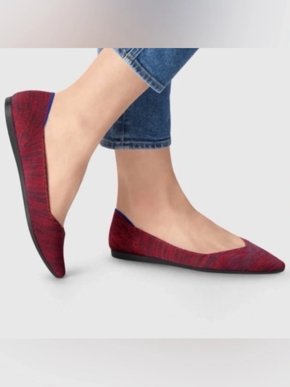 Rothy's The Point Flats Women 7 Red Black Multicolor Knit